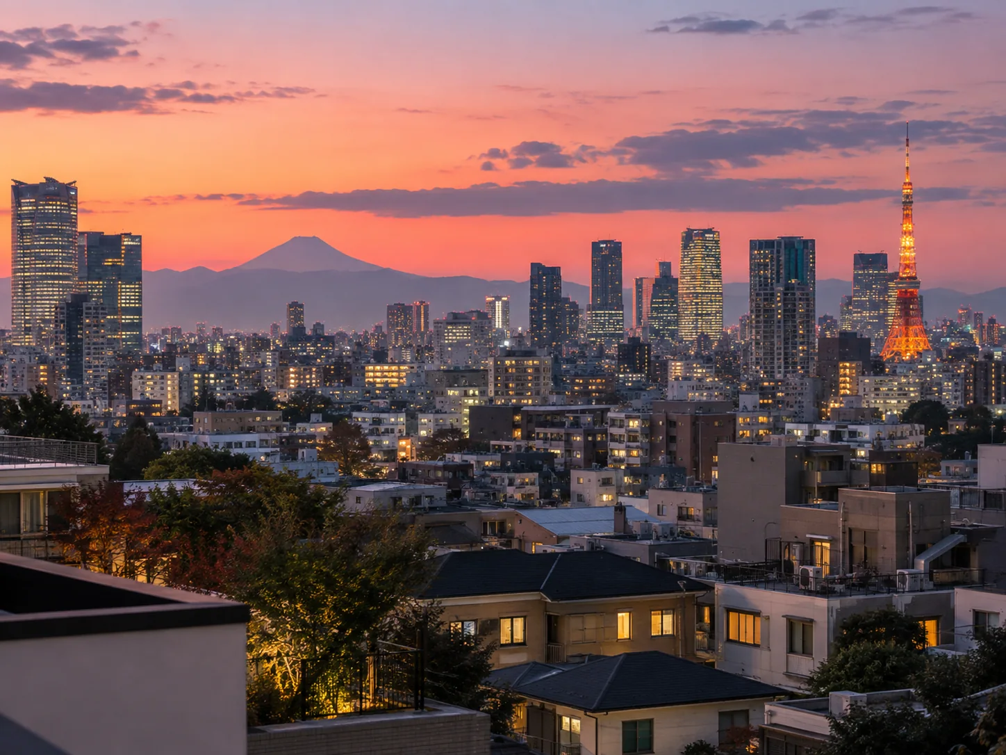 Tokyo city streets at dusk