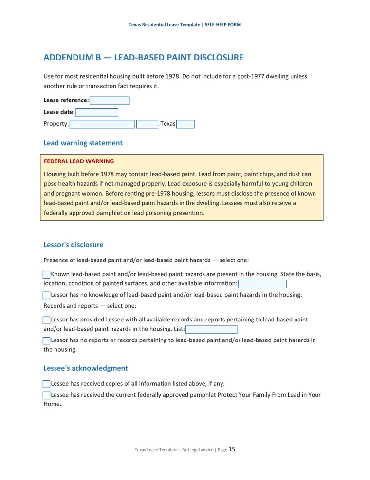 Lead-based paint disclosure preview