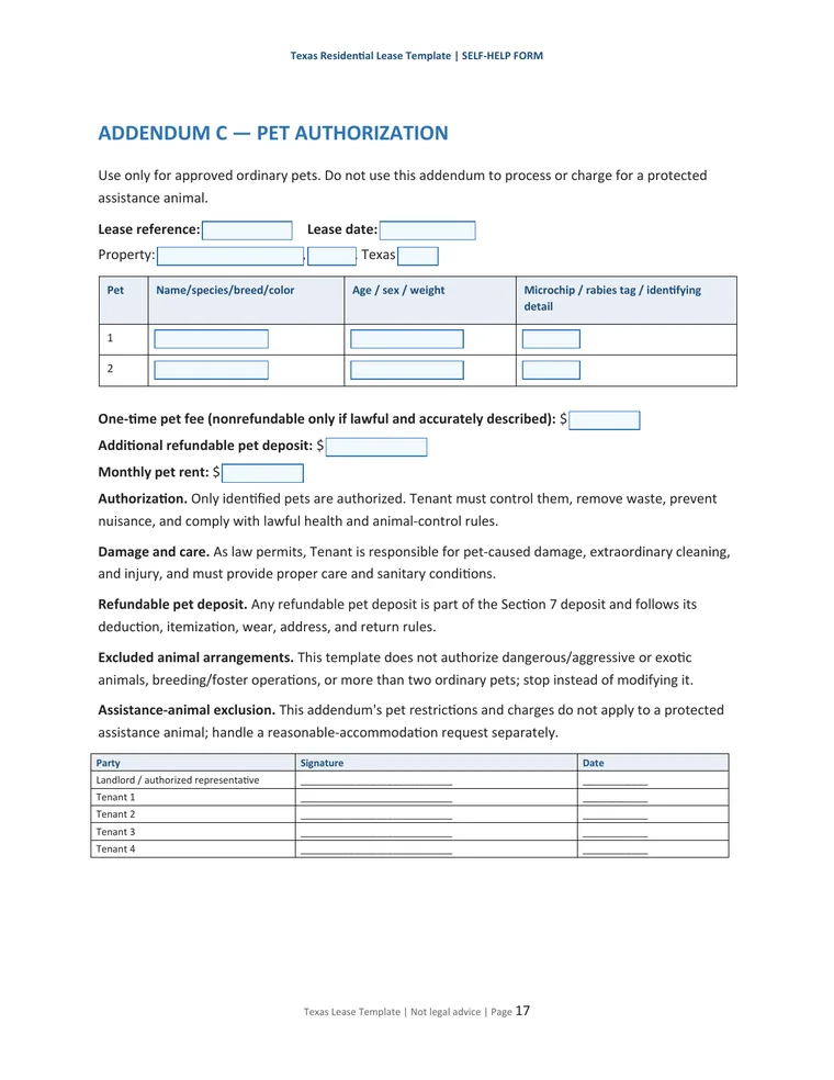 Pet authorization preview