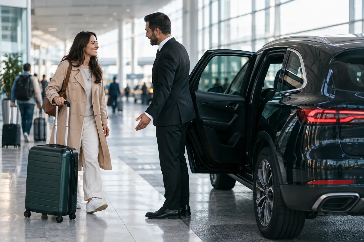 Traveller meeting a pre-booked airport driver